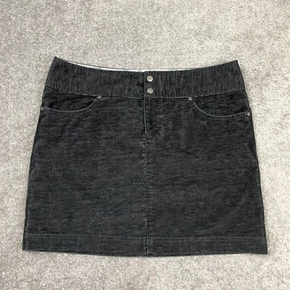Athleta Women’s Size 14 Black Corduroy Button Fly Mini A Line Skirt Pockets